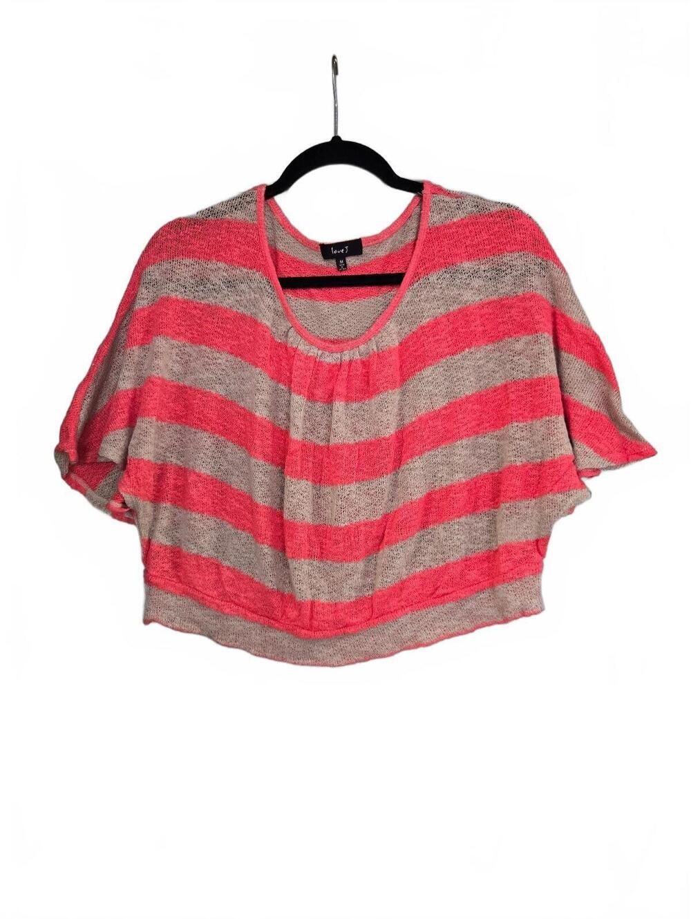 Love J Medium Striped Knit Crop Top Sweater